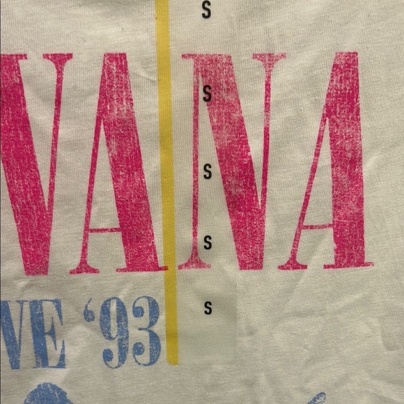 NIRVANA White Tee‎ with Pink and Blue Print - Picture 2 of 4